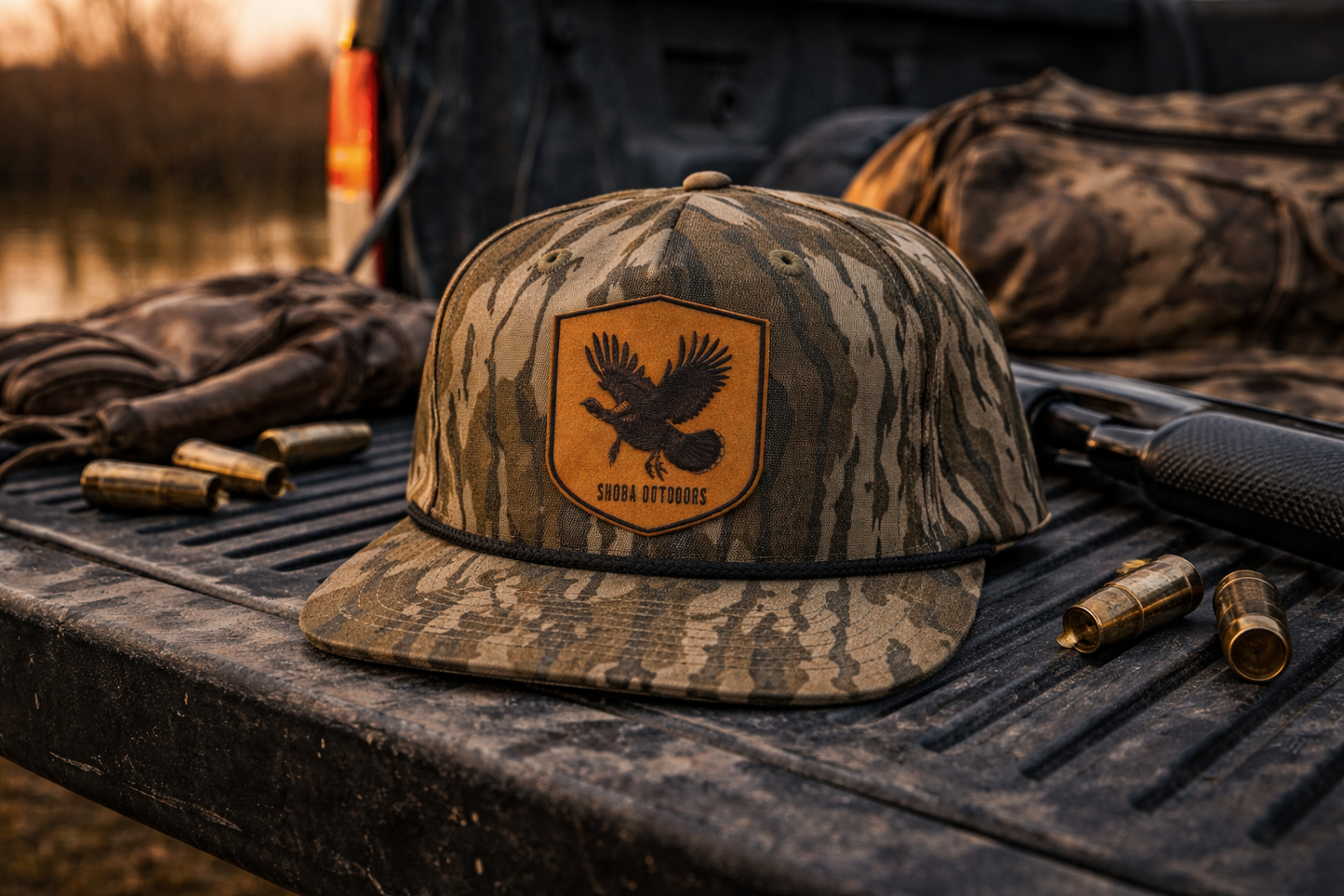 Shoba Outdoors Bottomland Camo Hat – Leather Patch Snapback